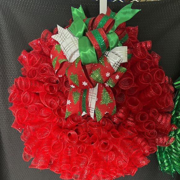 Angelic Wreaths By Diane Other - Christmas Red Curly Wreath 101